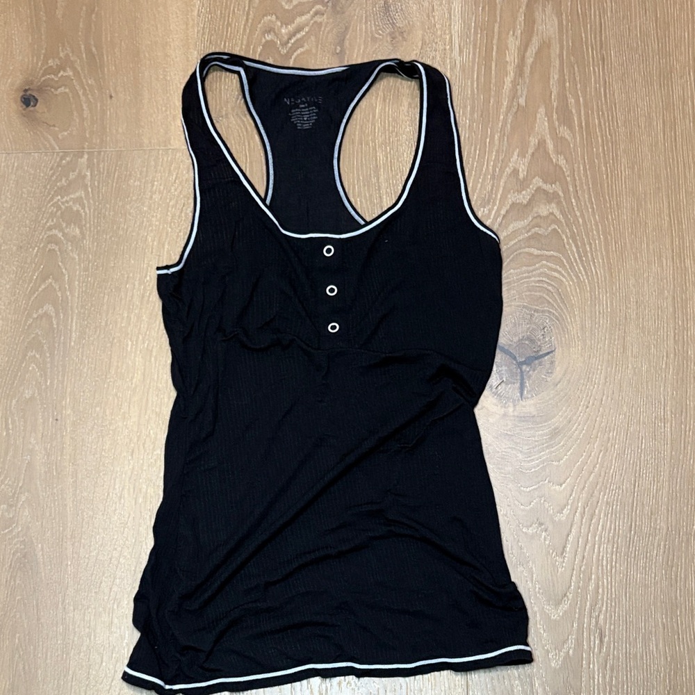 Negative Underwear Black Racerback Tank with White Trim
